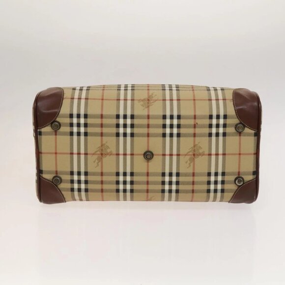 Burberrys Nova Check Boston Bag PVC 2way Beige Gold Auth 117842 - Picture 16 of 16